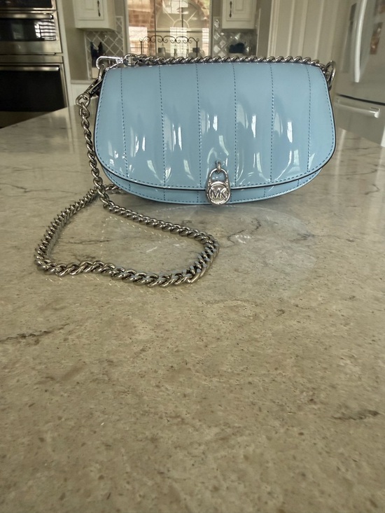 Michael Kors Handbags - Michael Kors Baby Blue Patent Leather Chain Crossbody